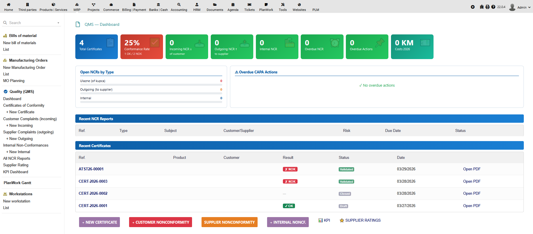 Dolibarr ERP Quality Management System Modul