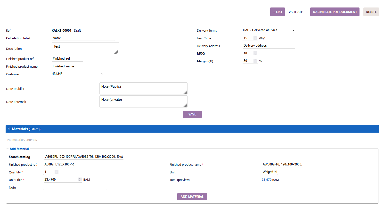 Dolibarr ERP Kalks modul (kalkulator ponuda)